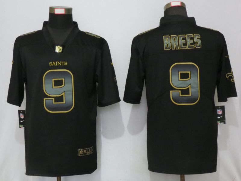 Men New Orleans Saints 9 Brees Black Gold Nike Stitched Vapor Untouchable Limited NFL Jersey